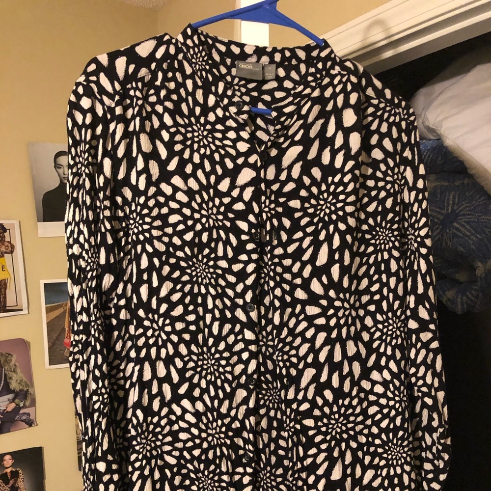 ASOS Black and White Grandpa Collar Shirt